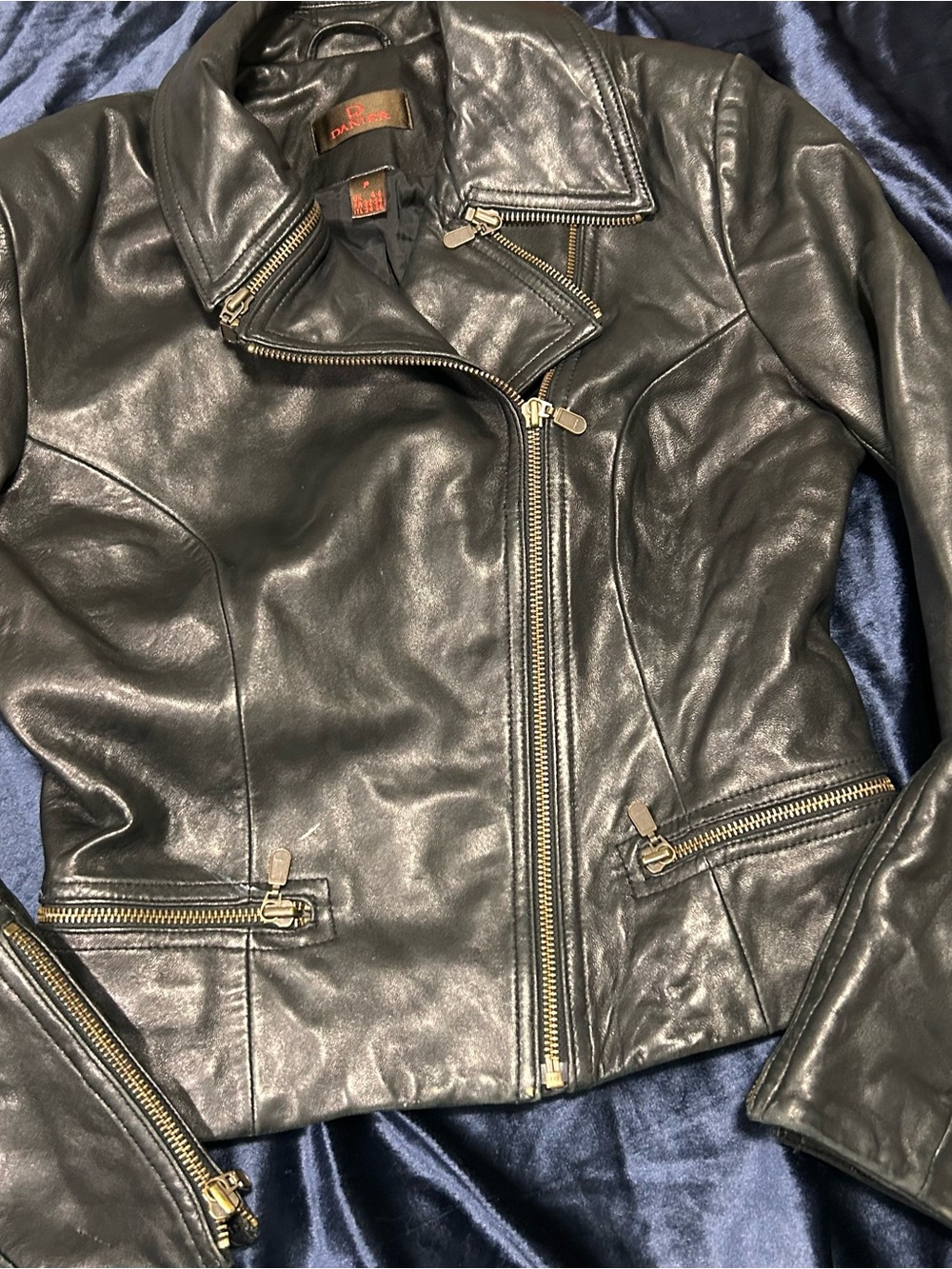 Danier Black Leather Asymmetrical Zip Moto Jacket